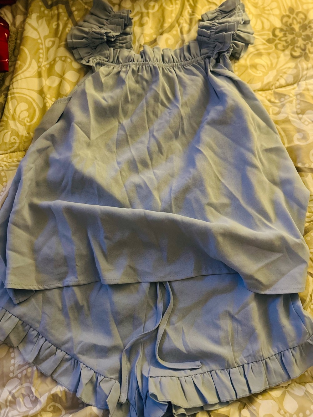 Light Blue Ruffle Shorts topSet